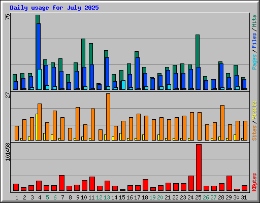 Daily usage for July 2025