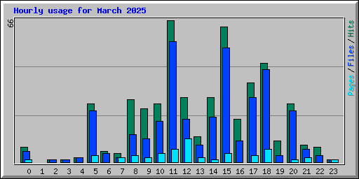 Hourly usage for March 2025